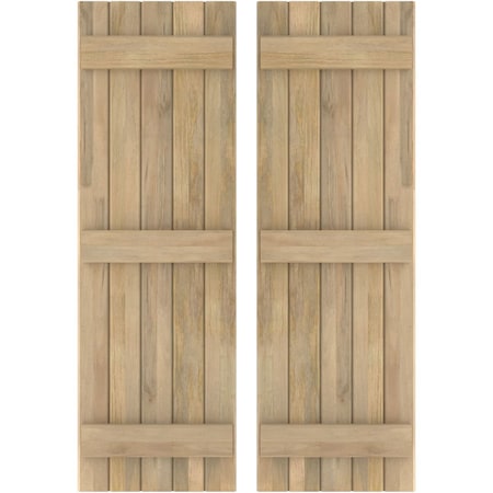 Americraft 5-Board (3 Batten) Exterior Real Wood Joined Board-n-Batten Shutters, ARW401BB518X65UNH